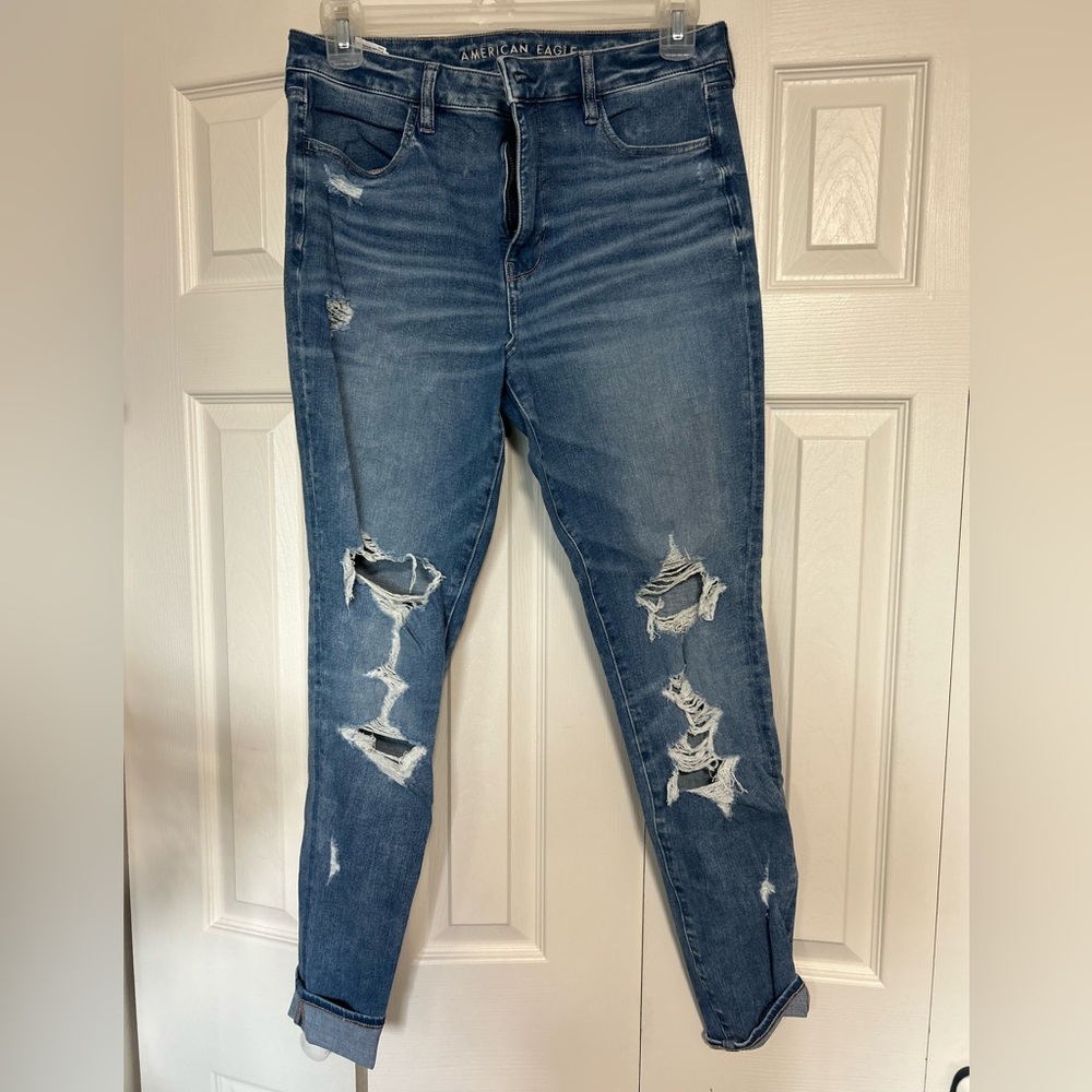 Distressed Blue Jeans
